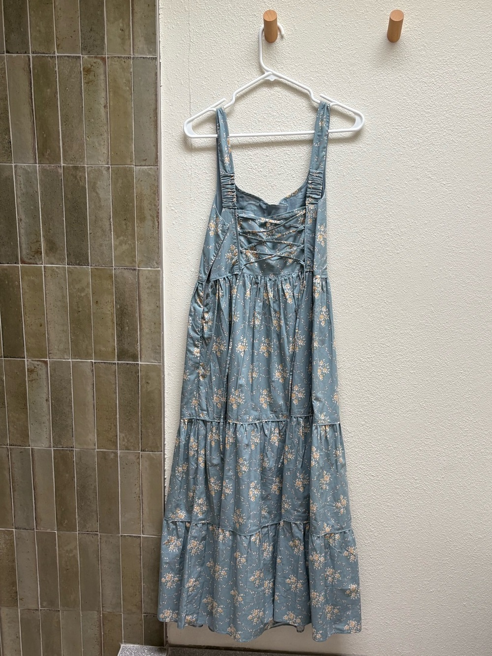 Christy Dawn Dusty Blue Floral Tie-Front Dress - Picture 2 of 3